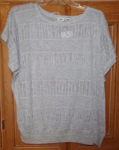 NUEVO CON ETIQUETAS SUÉTER CATO MUJER TALLA 22/24W 3X PLATEADO METÁLICO MANGA CORTA DOLMAN - Imagen 1 de 3