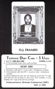 5u O.J. Simpson Mugshot gerahmte Los Angeles Police Jail Division gebrauchte Telefonkarte - Bild 1 von 1