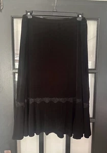 🩷90s CITIKNITS - 2X Black Midi Rock Slinky Spitzensaum Reise Strick - Bild 1 von 6