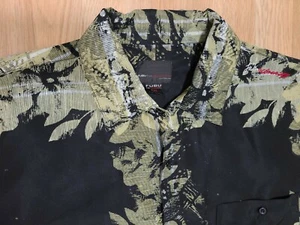 Vintage Fubu Collection Button Down Shirt Leaf Print Black/Green 2XL - Picture 1 of 11