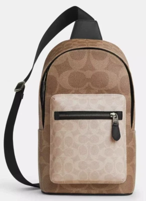 Bolso Bandolera Coach WEST CAB60 Pack Nuevo con Etiquetas en LONA ARENA/BRONCEADO Sig Bloques de Color Foto 1 de 4