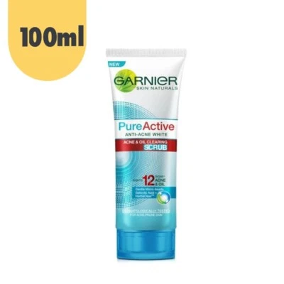 Garnier Skin Naturals Pure Active Acne & Oil Clearing Scrub 100ml. Facial Foam - Image 1 of 4