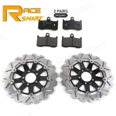 Front Brake Rotors Discs + Organic Pads For Kawasaki Z1000 2003 2004 2005 Z 1000 - Image 1 of 4