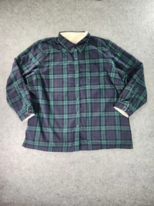 LL Bean Sherpa Lined Flannel Shirt Womens 1X Plus Shacket Jacket Plaid - Picture 1 of 9