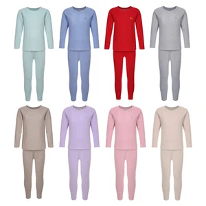 Kids Boys Girl's T-shirt And Trousers Pyjama Sleepwear Warm Causal Homewear - Picture 1 of 92
