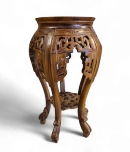 Wood Side Table Flower Stand Mahogany Telephone Colonial Style Asian Antique - Picture 1 of 6
