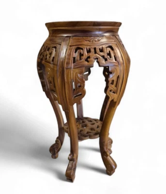 Wood Side Table Flower Stand Mahogany Telephone Colonial Style Asian Antique - Image 1 of 4