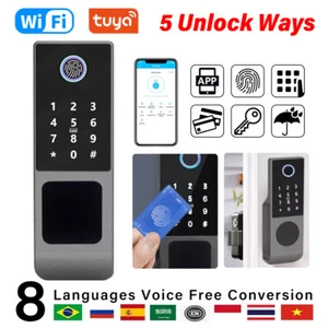 Electronic Smart Door Lock WiFi APP Fingerprint Card Password Key Home Security - Picture 1 of 18
