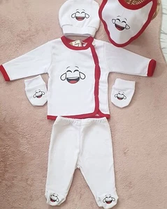 Erstlingsset Baby Witziger Aufdruck Weihnacht 5 teilig, Hemd, Stramplerhose 50 - Bild 1 von 1