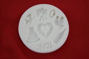 Molde de silicona para boda amor compromiso San Valentín celebrar cupcake glaseado fondant - Imagen 1 de 8