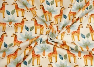 Safari Giraffe ecru Hilco Baumwoll-Jersey Kinderstoff Tiere Babystoff 50 cm - Bild 1 von 2