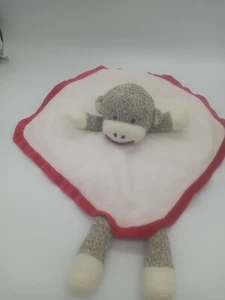 Baby Starters Sock Monkey Plush White/Red Trim Security Blanket Lovey Rattle Toy - Picture 1 of 6