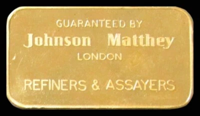 BARRA/LINGOTE DE ORO VINTAGE DE 1 OZ JOHNSON MATTHEY REFINERS LONDRES COMO NUEVO 999,9 Foto 1 de 2