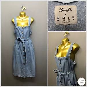 Denim & Co Women's Blue Strappy Cotton Denim Dress UK 12 EUR 40 Buttoned Down - Picture 1 of 13