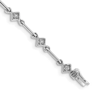 14k White Gold Diamond Link Bracelet 7.5" 5.04g Gift for Mother - Picture 1 of 3