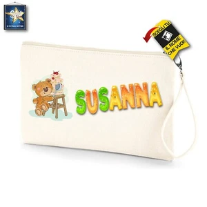 ASTUCCIO ORSETTO POCHETTE PERSONALIZZATA REGALO NATALE COMPLEANNO BIMBI NOME - Picture 1 of 1