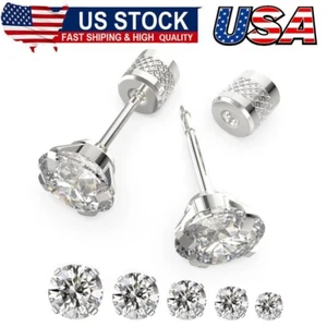 5pairs Push-in Flat Back Stud Earrings Hypoallergenic Surgical Stainless Steel - Picture 1 of 8