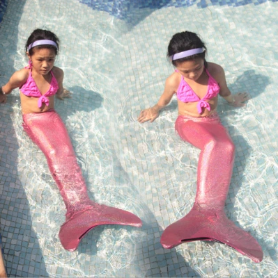 Niños Niñas Brillantes Natación Cola de Sirena Nadable Cola de Sirena Aleta Traje de Baño Foto 1 de 4