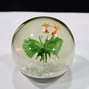 VTG Aquarium Glass Paperweight Murano Style Tropical GoldFish Koi Heavy 2.5lb - Picture 1 of 15