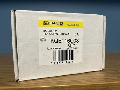 SQUARE D 16amp Rcbo KQE116C03 Loadcentre Curve C 30mA 10kA - Image 1 of 4
