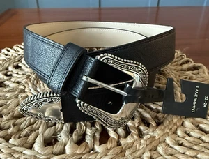 Lane Bryant Damen Gürtel - Größe 22/24 schwarz Kunstleder - silberne Westernschnalle - Bild 1 von 6