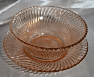 Federal Diana Pink Cereal Bowl and Saucer, Vintage, Depression Glass - Picture 1 of 8