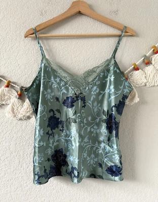 Vintage Express Lace Cami Slip Top Prairie Coquette Whimsical Romantic Green M — 第 1/4 张图片