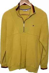 Vintage FILA quarter zip sweatshirt jumper mens size small mustard yellow - Picture 1 of 7