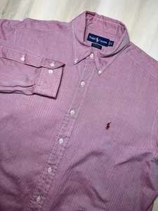 Vintage Polo Ralph Lauren Yarmouth Button Down Hemd Herren 16-32/33 rot gestreift - Bild 1 von 7