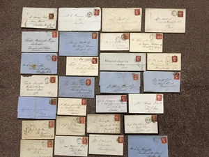 GB 1854/64 PENNY STAR ON MAINLY COVERS/WRAPPERS (28)  (MANY BACKSTAMPS) - Picture 1 of 2