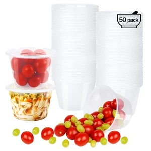 16 OZ Plastic Deli Containers – 50 Set – Airtight,Microwave & Freezer Safe. - Picture 1 of 7