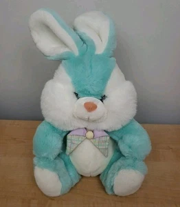 Peluche coniglietto coniglietto bianco blu teal Fordlet vintage 19" peluche 1995 Kmart - Foto 1 di 12