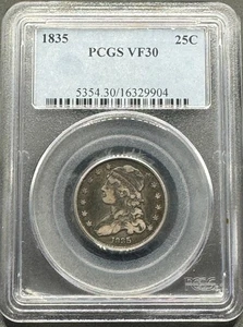 1835 CAPPED BUST SILVER QUARTER PCGS VF30 10XXB25 - Picture 1 of 4
