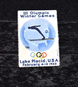 1932 LAKE PLCID WINTER OLYMPICS STICKER USED - Picture 1 of 1