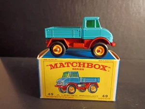 Matchbox #49B Mercedes Unimog 1967  Blue/Red In Crisp Original E4 Box - Picture 1 of 14