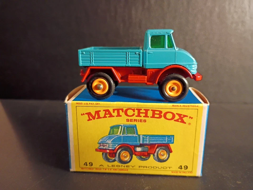 Matchbox #49B Mercedes Unimog 1967  Blue/Red In Crisp Original E4 Box - Image 1 of 4