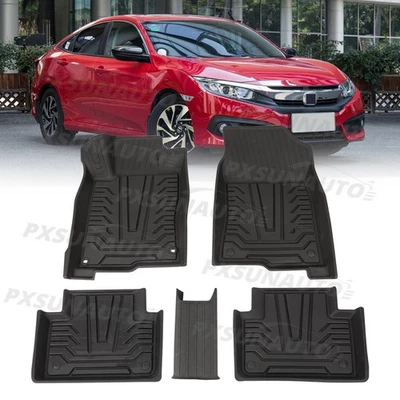 For Honda Civic Sedan 2016-2021 Hatchback Coupe Rubber Floor Mats Liners Black - Изображение 1 из 4
