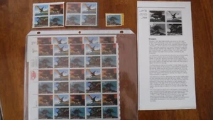 LOT 48 VINTAGE 1989 DINOSAURS PREHISTORIC ANIMALS 25¢ #2422-25 US POSTAGE STAMPS - Picture 1 of 5