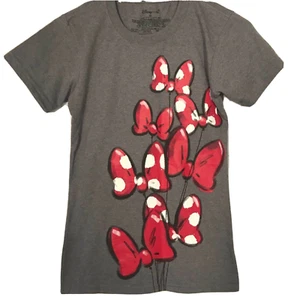 Disney Store Womens Minnie Mouse T-Shirt Top Gray Red Bows Organic Cotton XS New - Picture 1 of 8
