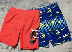 Nike 3BRAND Boys Swim Trunks Shorts Set Sz M 5/6 Red Blue Lightning Lot of 2 - Picture 1 of 3