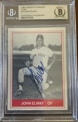 JOHN ELWAY SIGNED 1982 TCMA #13 ONEONTA YANKEES Beckett Denver Broncos - Image 1 of 2