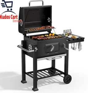 DKIEI Barbecue Grill Portable Charcoal BBQ Wheel Folding Table Tray Thermometer - Picture 1 of 15