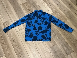 Pullover de golf G/Fore G4 Luxe 1/4 cremallera para hombre GRANDE L corredor azul marino floral NUEVO - Imagen 1 de 16