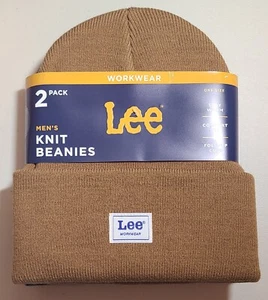 Lee Workwear Men's 2pk Beanie Hat Black and tobacco Brown Basic - Picture 1 of 2