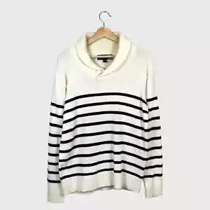 I-Link Premium Quality Black Stripped Shawl Collar Pullover Sweater - Picture 1 of 8