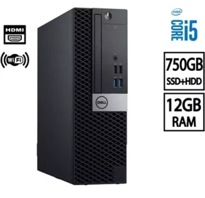 Dell Desktop Computer PC Intel i5 12GB 750gb SSD+HDD HDMI Win 11 SALE CLEARANCE - Picture 1 of 7