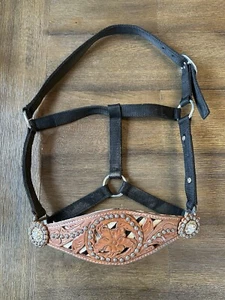Horse Tack - Black Nylon & Leather Bronc Halter - Picture 1 of 6