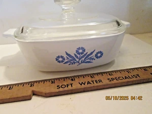 VTG 1 QT SQUARE CORNFLOWER CORNING WARE CASSEROLE W/LID PYROCERAM Very Nice - Picture 1 of 4