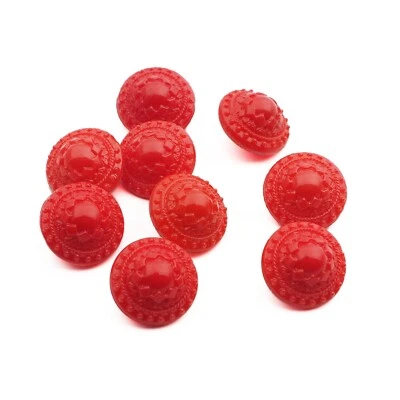 Lot 9pcs  13 mm vintage Czech 1920's red flower glass buttons - Image 1 of 2