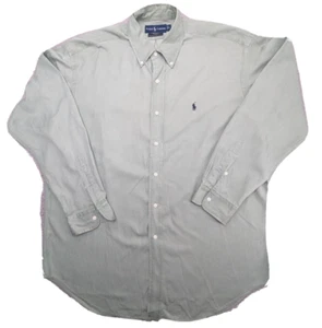 Vintage Ralph Lauren Polo Mens Large Sage Green LS Silk Blend  Shirt Blake Fit - Picture 1 of 12